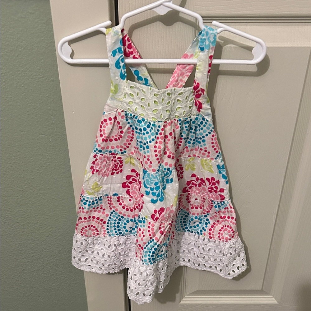 Floral Sleeveless Dress with Eyelet Hem